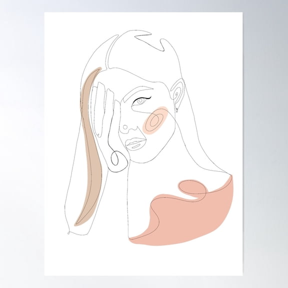 Women With Hand Cover Face Line Art Poster Wall Art, Modern Wall Decor For Living Room Bedroom, 8x12 UNFRAMED