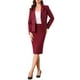 thumbnail image 1 of Conjunto de falda de traje de 2 piezas para mujeres, atuendos de trabajo de manga larga, chaqueta tipo blazer y falda lápiz, color burdeos, 1 of 5