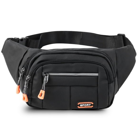KOOVON Fanny Pack for Women Men Belt Bag with 4 Pockets Crossbody Waist Pack Adjustable Strap Black