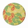 thumbnail image 1 of Paisley Mouse Pad for Computers, Folkloric Ornamental Design of Dotted Curling Motifs, Round Non-Slip Thick Rubber Modern Gaming Mousepad, 8" Round, Mustard Multicolor, by Ambesonne, 1 of 2