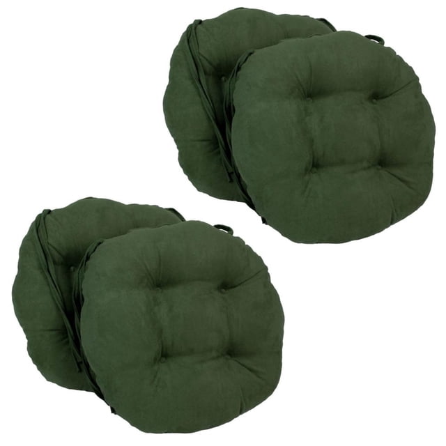 Coussins de Chaise Ronds Capitonnés en Microsuède Uni de 16 Po (Ensemble de 4)