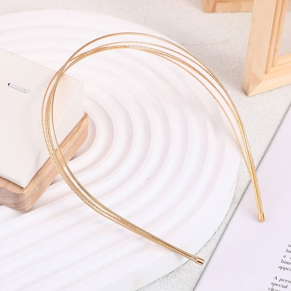 PAMINGONO 2Pcs Golden Metal Hairbands with Multi Layer Design for Stylish Hair Decor