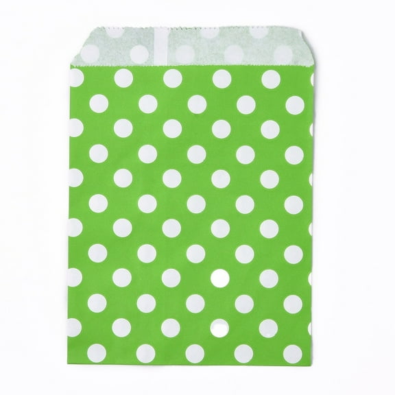100pcs Kraft Paper Bags No Handles Storage Bags Polka Dot Pattern Green 18x13cm