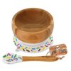 NutriChef Bamboo Baby Feeding Bowl - Wooden Infant Toddler Dish and Spoon Set w/ Silicone Suction Base for Stay Put Eating, BPA-Free, Hypoallergenic, For Children Aged 4-72 Months (Sparkle)