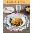 thumbnail image 3 of 15 Inch Round Placemats Set of 6, Spring Non Slip Heat Insulation PP Table Mats, Truck Botanical Rose Leaves Blue White Plaid Washable Place Mats for Kitchen Dining Party Table Decor, 3 of 7