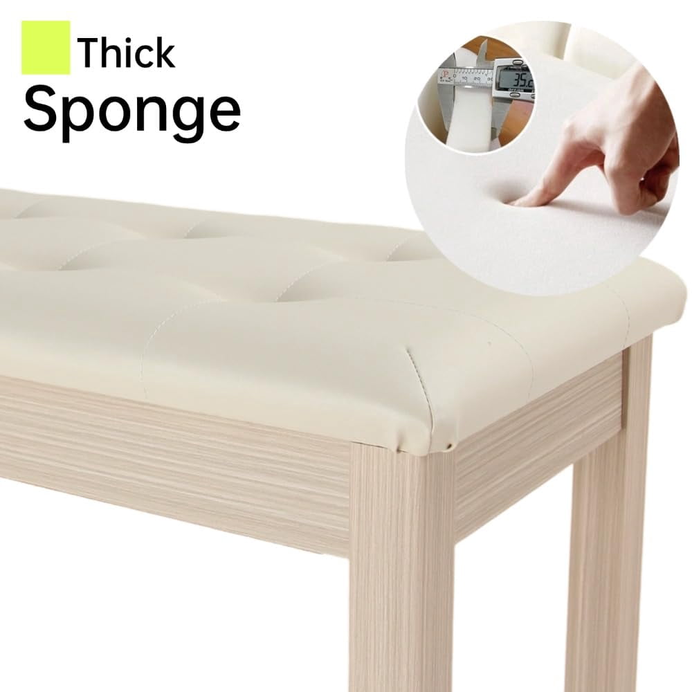 Solid Wood Duet Piano Bench With Storage  Stool And Padded Cushion Keyboard Bookcase Chair Seat High-density Sponges.