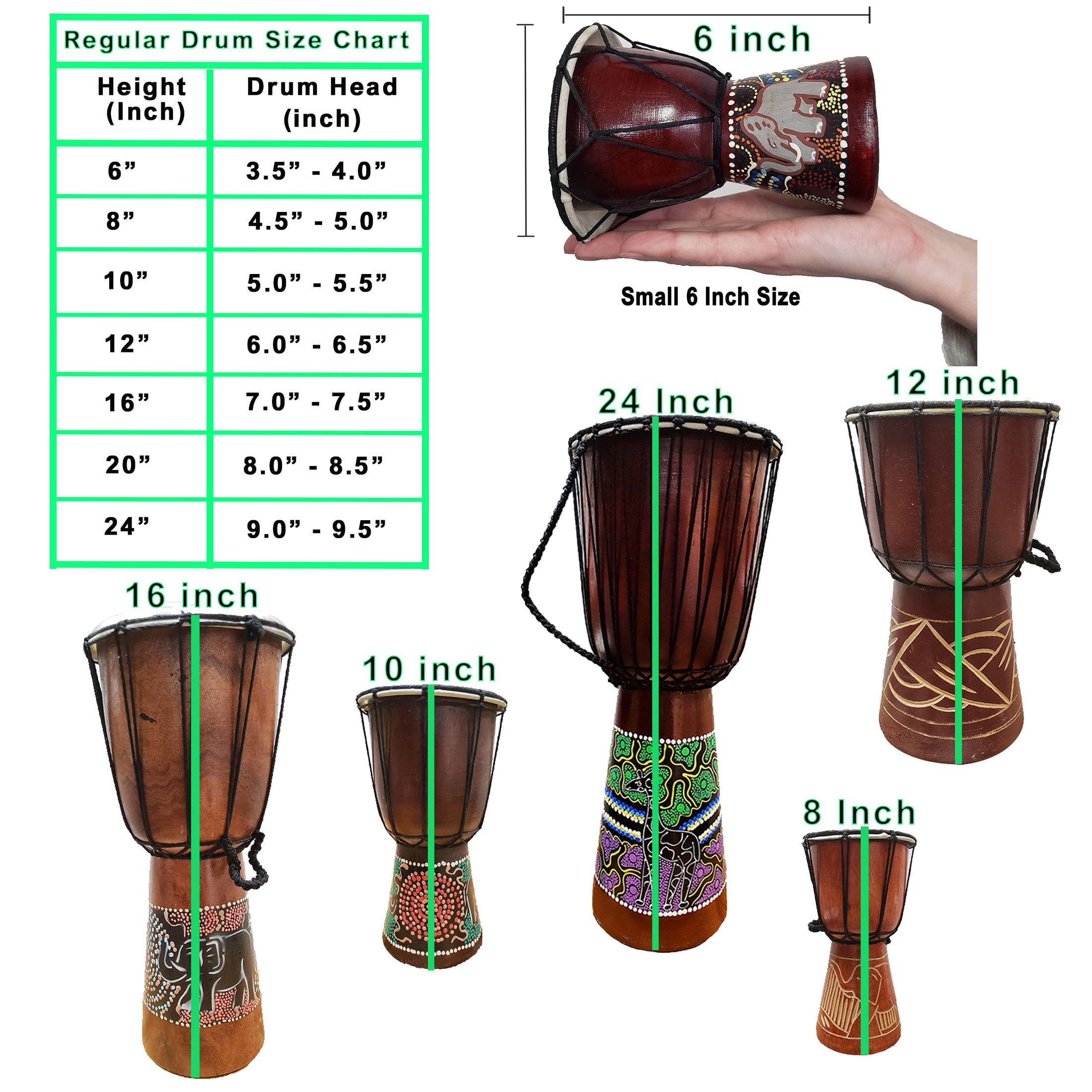 Stoneage Arts Djembe Drum, Hand Carved Bongo, African Inspired Music, Unique Decor, 12" Tall