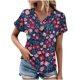 thumbnail image 1 of Tops de Algodón para Mujeres Cuello en V Moda Casual Manga Corta Primavera Verano Top para el Hogar Y Diario, 1 of 6