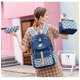 thumbnail image 2 of Mochila escolar para niñas YONGSHENG Mochila de lona ligera a rayas con fiambrera 3 en 1, 2 of 5