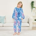 thumbnail image 5 of Fluffy Pajamas Set Fuzzy Winter Warm Pj Sets Pullover Tops and Long Pants Watercolor Kelp Pattern Large, 5 of 8
