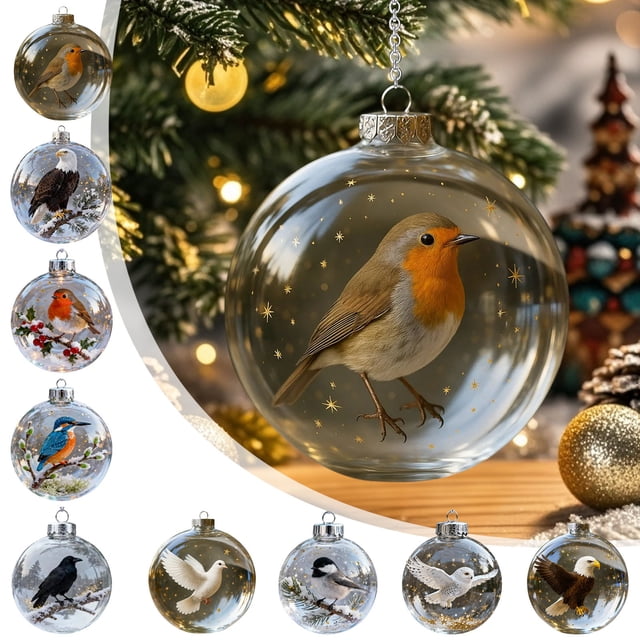 Colgante Decorativo de Árbol de Navidad Encantador | Bola de Cristal con Remolinos de Nieve y Figuras Esculpidas a Mano | Cristal Resistente Al Agua y Sin Distorsiones | Base con Peso para Mayor Segu