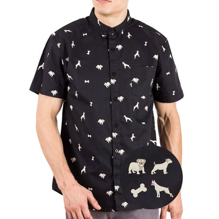 - Mens Printed Dogs Hawaiian Shirts | Casual Short Sleeve Button Up Down Shirt Dog L