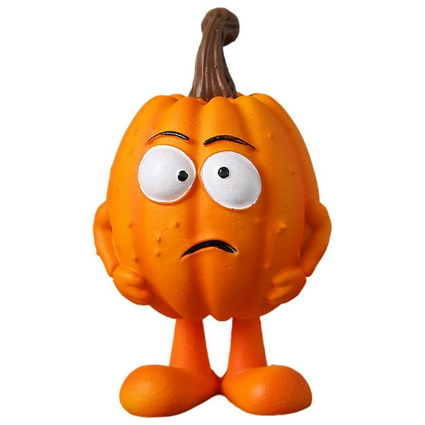 Calabaza de resina con caras divertidas, calabazas tejidas a mano, adorno, estatua de calabazas, figurita Estilo A 5.5x5.2x9.2cm