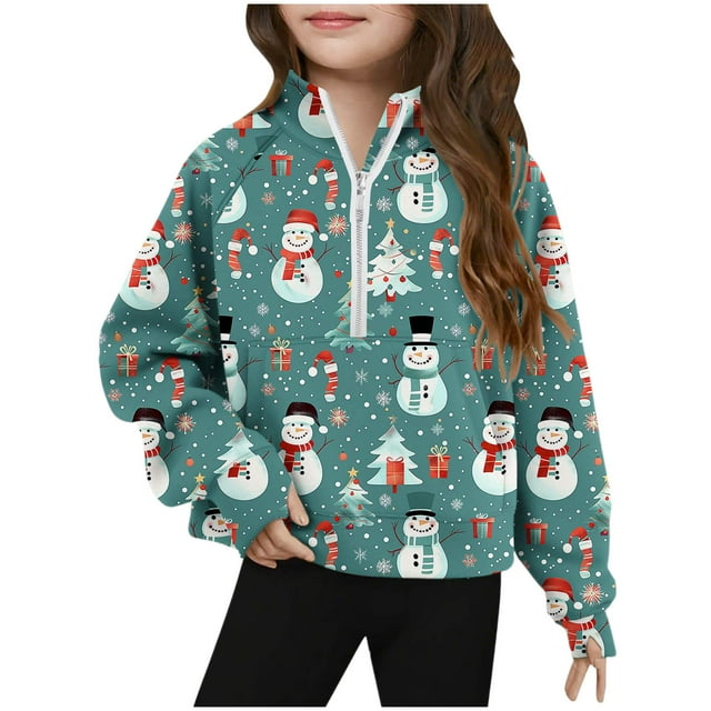 Sudadera sin capucha, mediana, grande, con media cremallera, cuello redondo, manga larga, jersey corto, sudaderas de polar para niñas de 5 a 14 años, blusa de poliéster