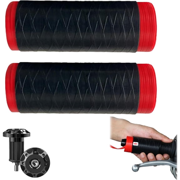Universal Silicone Handlebar Grip Covers with End Caps, Ergonomic Non-Slip Wrap-Around Motorcycle Grips for Dirt Bike, E-Bike, Scooter