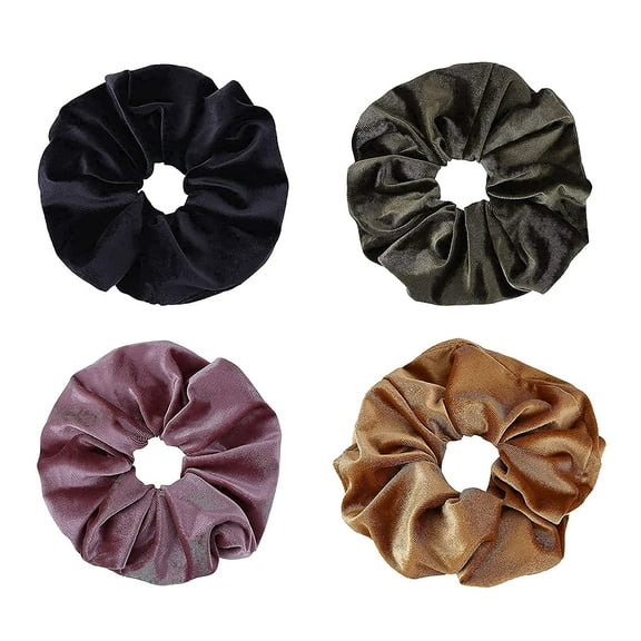 Extra Large Velvet Scrunchie 8 Inch Oversized Hair Scrunchy Big Jumbo Ponytail Holder For Thick Curly Long Hair Bun Elastic Band Accessories Women Girls Gift 4 Pack