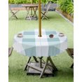 thumbnail image 4 of Outdoor Round Tablecloth with Umbrella Hole and Zipper, Aqua Plaid Waterproof Table Cover, Spring Summer Farmhouse Buffalo Checkered Washable Patio Tablecloths for Party/Garden/Picnic, 60 inch, 4 of 6
