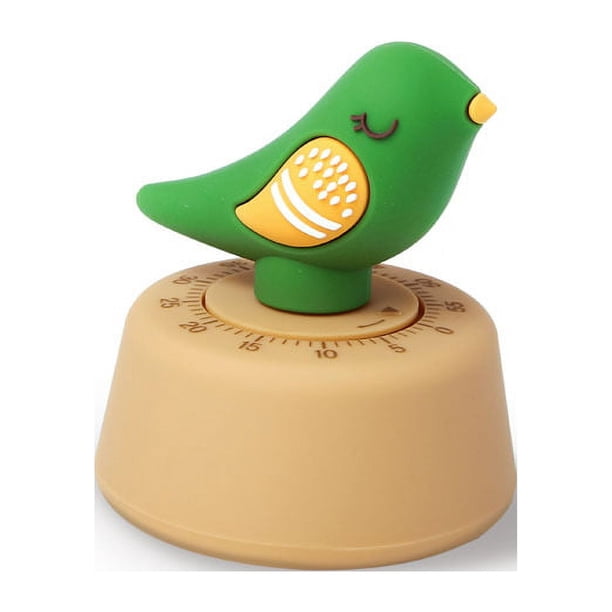 Cuenta regresiva de pájaro chirriante verde, administrador de tiempo de aprendizaje para estudiantes, temporizador de cocina, recordatorio mecánico
