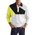 thumbnail image 2 of Men's Casual Flip Collar Big Size Polo Shirt, Loose Fit Top for Comfort Wear, Daily Errands and Relaxed Style,Yellow,L, 2 of 4