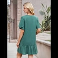 thumbnail image 2 of Vestido de Cuello Redondo y Corta Verde Oscuro M, 2 of 7
