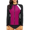 thumbnail image 3 of BeautyIn Women's Long Sleeve Rash Guard Top Zip Front Swim Shirt UPF 50, 3 of 7