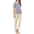 thumbnail image 2 of Allegra K Women's Contrast Peter Pan Collar Puff Short Sleeve Pleated Blosue, 2 of 6