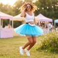 thumbnail image 4 of EANJE Fashion Ballet Skirt For Women Pleated Gauze Short Skirt Adult Dancing Skirt Tutu Skirts Sky Blue One Size, 4 of 6