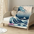 thumbnail image 2 of nygtbtfer Blanket Pink Throw Blanket for Bed Couch,Ocean Wave Fleece Blanket Twin Size Fuji Mountain Blanket,Japanese Theme Plush Blanket Soft Cozy, 2 of 6