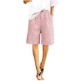 thumbnail image 3 of Cotton Linen Pants Women Palazzo Elastic Waist Plaid Gingham Wide Leg Pants, 3 of 9