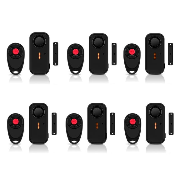 NineLeaf Door Alarm When Opened, 108dB Sliding Door Alarms and Sensors for Home Security, Wireless Burglar Alarm with Remote for Apartment Business Office Entry IP66 Waterproof 4 Volume Levels, 6Pcs