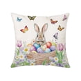 thumbnail image 2 of Easter Bunny Carrots Throw Pillow Covers 18X18 Inches Spring Colorful Floral Green Leaves Pillowcase Soft Cotton Linen Square Spring Cushion Covers for Home Sofa Bedroom, 2 of 6