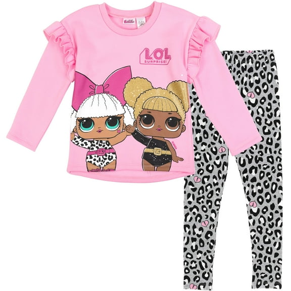 L.O.L. Surprise! Queen Bee Diva Little Girls Pullover Fleece Sweatshirt and Leggings Outfit Set Little Kid to Big Kid