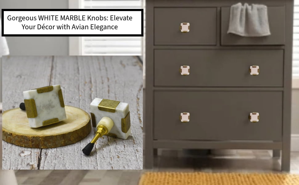 India House- Marble Knobs for Dresser Drawers Chest Cupboard Bathroom Drawer Door Cabinet Kitchen Handmade Handles Pull Knob Pack of 6