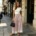 thumbnail image 4 of Edvintorg Pants for Women Plus Size Fashion Elastic Waisted Casual Trouser Striped Loose Wide Leg Pant with Pockets Women's Clothing Pink XL, 4 of 9