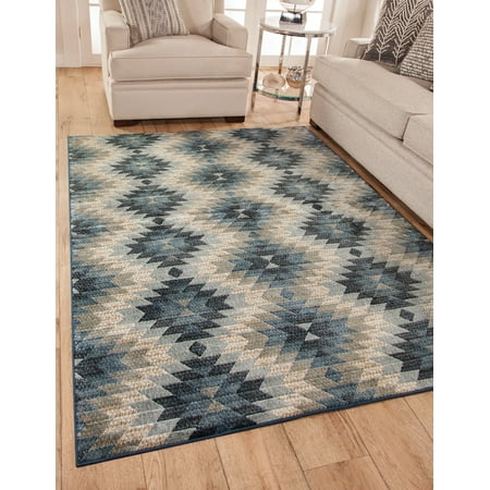 Sutton Helena Blue, Grey, and Natural Area Rug7X10