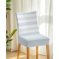 thumbnail image 2 of Sky Blue Stripe Dining Chair Covers Set of 6, Modern Minimalist Classic Blue Stripe Lines Art Chair Covers for Dining Room Removable Seat Protectors Slipcovers for Home Party Wedding Banquet, 2 of 9