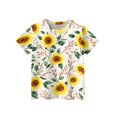 thumbnail image 3 of Abcomgle Girls Casual Tshirts Crewneck Vintage Sunflower Print Tshirt Short Sleeve Girls Shirts Summer Gradient Cotton Tops, 3 of 5