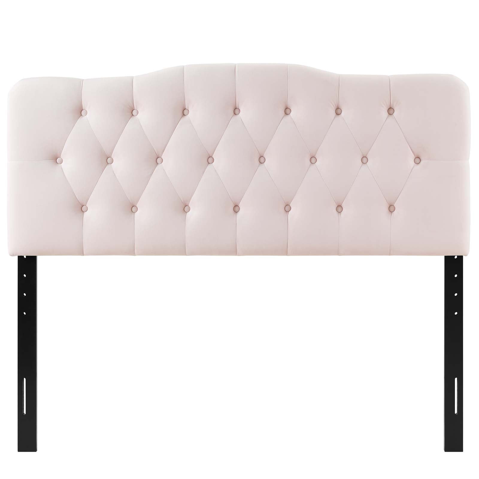 Contemporary Modern Urban Designer Bedroom Full Size Tufted Headboard, Velvet Fabric, Pink