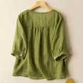 thumbnail image 2 of Womens Summer Tops 5 Short Women's Linen Round Boxy Top Patchwork Blouses Long Sleeve Fitted, 2 of 3