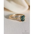 thumbnail image 3 of Emerald Cut Teal Sapphire engagement ring blue green sapphire ring diamond moissanite halo ring pave band vintage wedding ring Anniversary ring, 3 of 3
