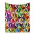 thumbnail image 1 of Geometric Soft Flannel Fleece Throw Blanket, Rainbow Colored Stacked Cube Pattern Mosaic Grid Design Sixties Inspirations, Cozy Plush for Indoor and Outdoor Use, 50" x 60", Multicolor, by Ambesonne, 1 of 6