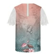 thumbnail image 5 of up to 60% off Gifts Usmixi Shirts for Women Fashion Loose Fit Lace Patchwork Pleated Hem Tunic Tops Summer Trendy Floral Short Sleeve Square Neck Ladies Blouses Pink XXL, 5 of 5