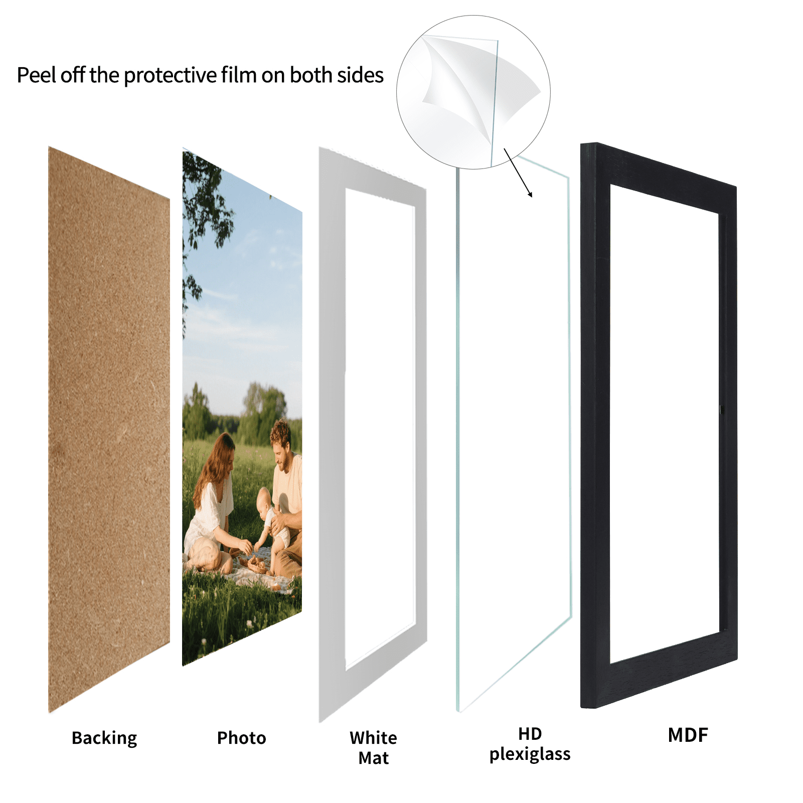 5x7 Wood Picture Frames Set of 15, Display 4x6 Photos with Mat or 5x7 Photos without Mats for Wall or Tabletop Decoration, Black