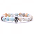 thumbnail image 1 of Men's Natural Stone Stainless Steel Bracelet Skull Colored Frosted Stone, 1 of 3