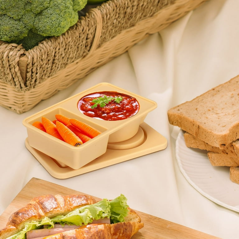 Reusable Snack Containers with Lids Silicone, 2Pack Portable