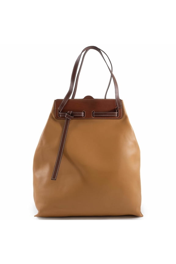 Pre-Owned Loewe Lazo Tote Bag in Camel Calfskin Leather, Unisex