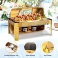 thumbnail image 4 of ROVSUN 9QT Roll Top Chafing Dish Buffet Set,Rectangular Stainless Steel Buffet Warmer Chafers and Buffet Warmers Sets with Thick Frame for Catering Events Parties Weddings Dinners,Gold, 4 of 8