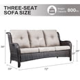 thumbnail image 3 of Bellefurn Outdoor Patio Sofa,Weather Resistant Wicker Patio 3-Seat Couch with Ottomans and Deep Seat Anti-Slip Cushion, Ideal for Porch, Poolside, Deck, 3 of 8