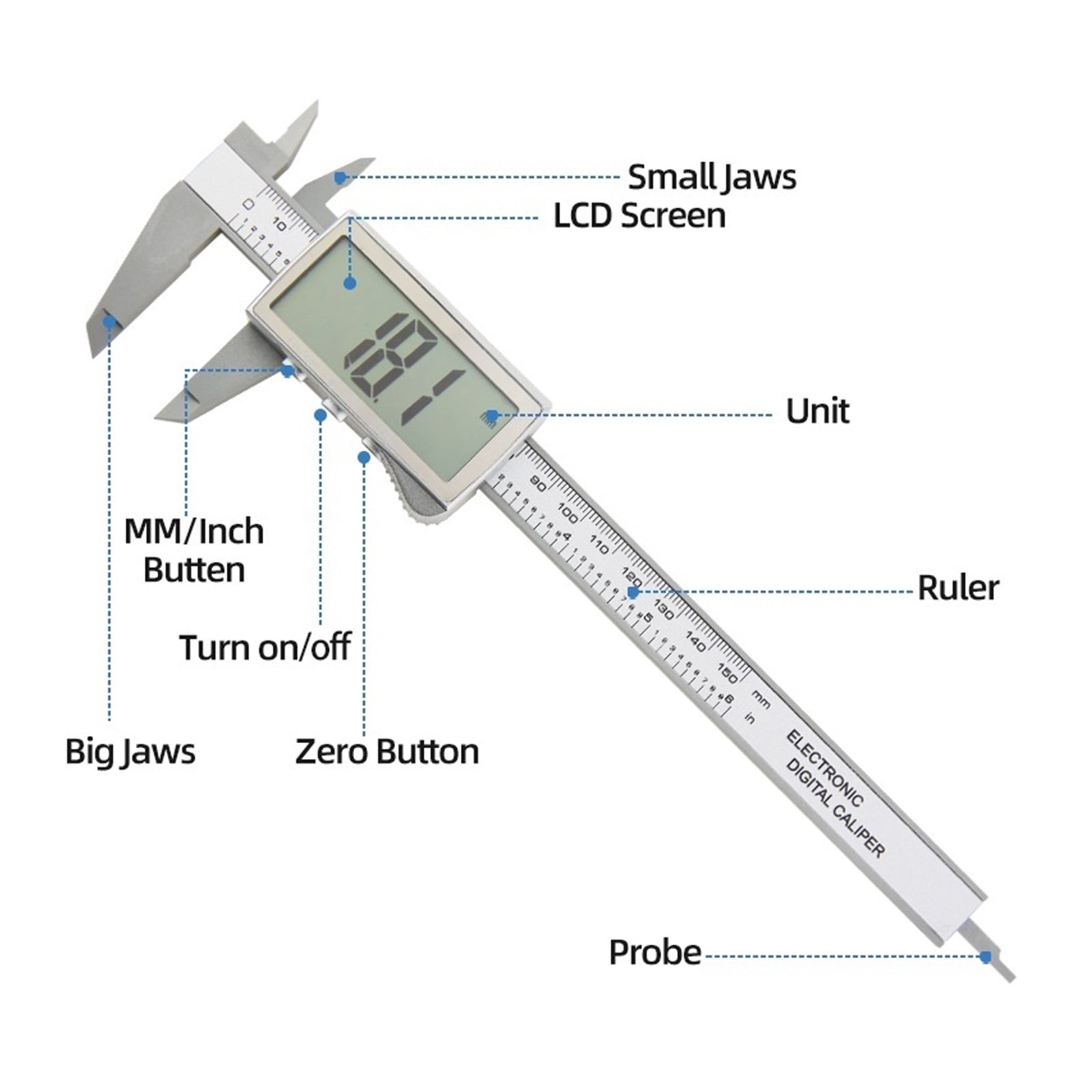 Plastic Digital Caliper Carbon Fiber Metric Electronic Vernier Calipers Woodworking Tools Micrometer