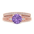 thumbnail image 2 of Clara Pucci 14K Rose Gold 2.095 Simulated Alexandrite Engraveable Engagement Ring + Wedding Band Set, 2 of 7